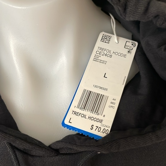 (NWT) Adidas Women’s 100% Cotton Trefoil Print Graphic Hoodie In Black, Large - Picture 9 of 17